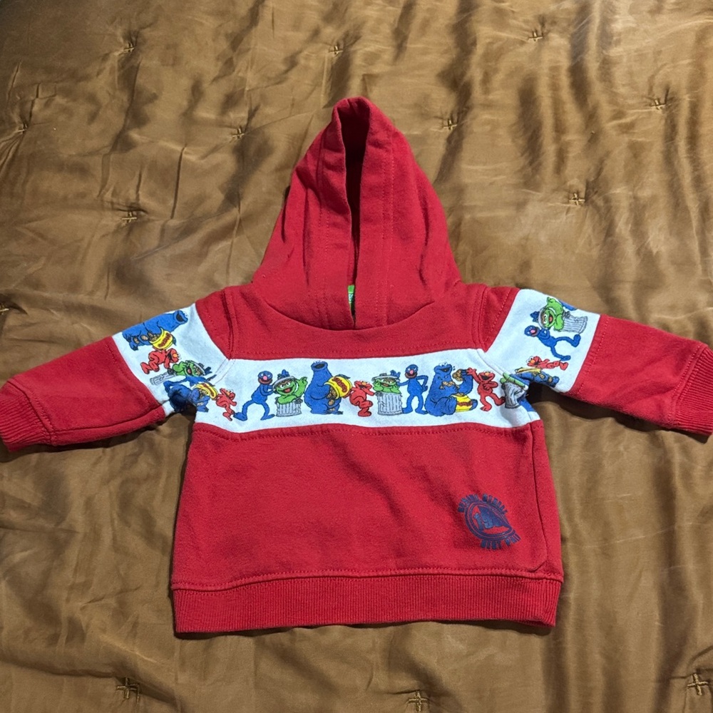 Red infant Hoodie with Sesame Street characters